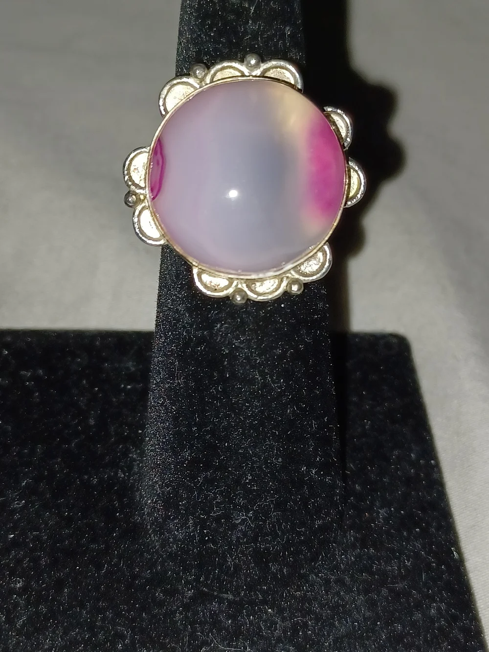 Pink Opalescent Cabochon Silver-Tone Ring 5 - Women's Jewelry